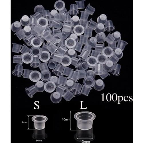 100PC S/L Plastic Disposable Microblading Tattoo Ink Cups Pigment Clear Holder Permanent Makeup Container Cap Tattoo Accessory