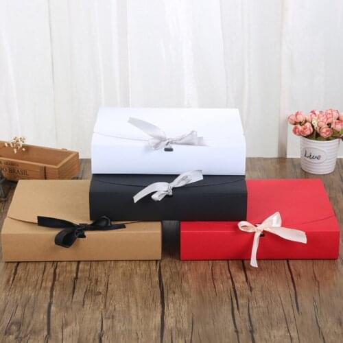 31*25.5*8cm large black white red paper gift box big size kraft cardboard boxes large size white paper box for T shirt lin4298
