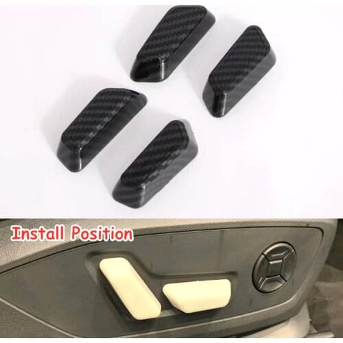 4Pcs/set Carbon Fiber Style Car Seat Adjust Button Switch Cover Cap Stickers For Audi Q3 2019 Car Accessories
