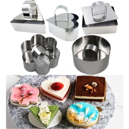 5Pcs/Set Stainless Steel Cake Mold Square Dessert Mousse Mold Cookie Cutter Mini Chocolate Cake Ring Cooking Mousse Rings