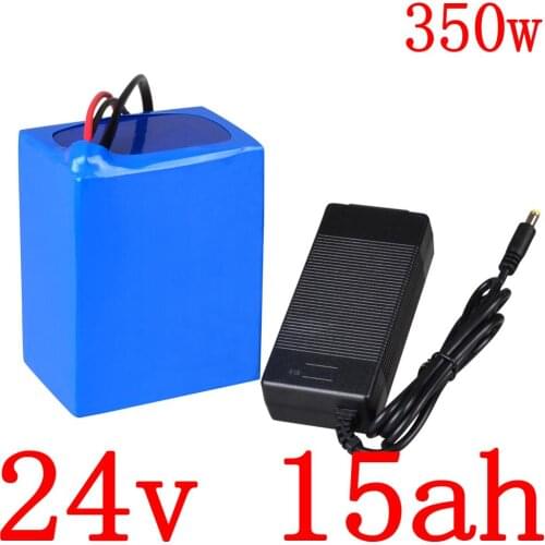 24V battery 24V 15AH electric bicycle battery 24V 15Ah Lithium battery with 15A BMS and 29.4V 2A charger for 250W 350W motor