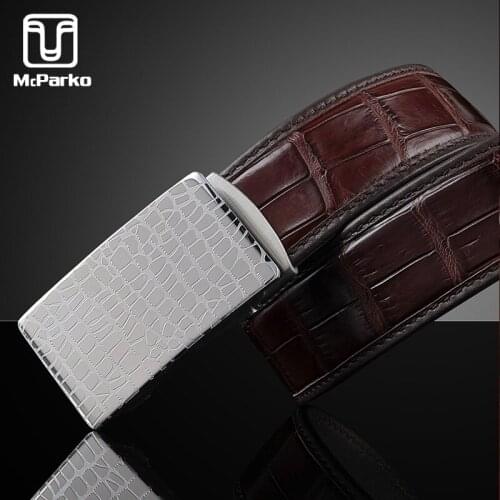 McParko Automatic Belt Men Genuine Leather Alligator Belt Crocodile Skin Design Luxury Brand New Dress Pants Waist Belt for Male