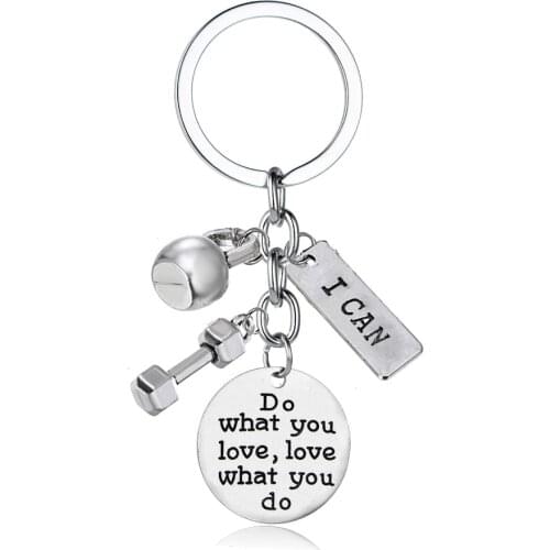 12PC/Lot I Can Barbell Dumbbell Charm Keychain Do What You Love,Love What You Do Keyring Fitness Gym Crossfit Gifts Key Chains