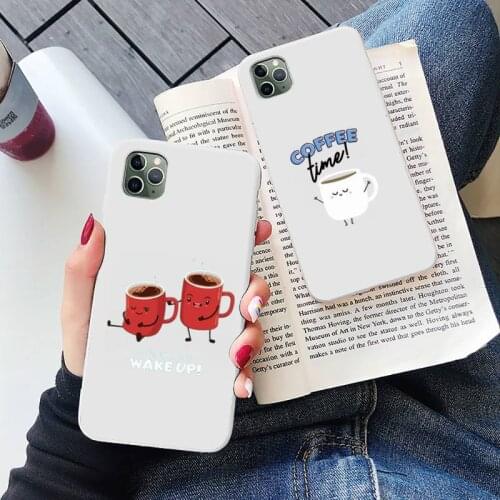 Coffee Wine Cup red design Phone Case Candy Color for iPhone 6 6S 7 8 11 12 XS X SE 2020 XR mini pro Plus MAX funda
