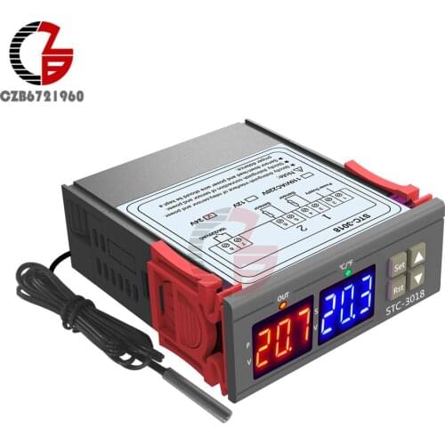 STC-3018 DC 24V Digital Temperature Controller Thermostat Indoor Incubator Heating Cooling Control Meter Temperature Calibration