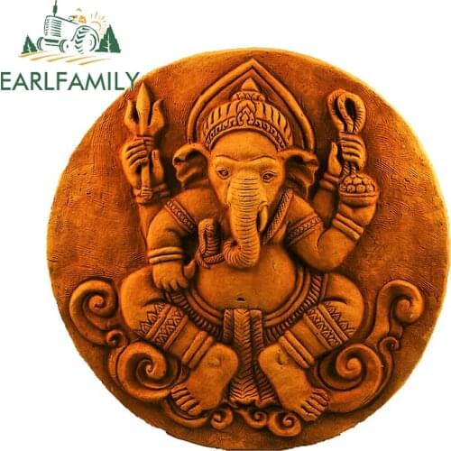 EARLFAMILY 13cm x 12.7cm for India Solemn Ganesha Car Stickers Occlusion Waterproof Windshield Snowboard Bumper DIY Anime Decal