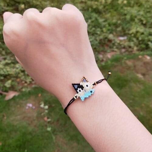 FAIRYWOO Cat Bracelet Miyuki Bead Bracelets Cute Fish Charm Bangles Friendship Bracelets For Women Fashion Jewelry For Kids Gift