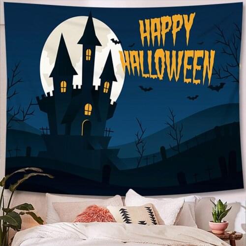 Halloween Background Tapestry Wall Hanging Decoration Pumpkin Lamp Night Tapestries for Living Room Bedroom Home Dorm Décor