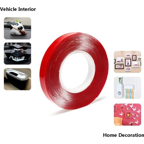 3M Red Double Sided Adhesive Tape High Strength Acrylic Transparent No Traces Sticker for Car Auto Interior Fixed 8mm-30mm