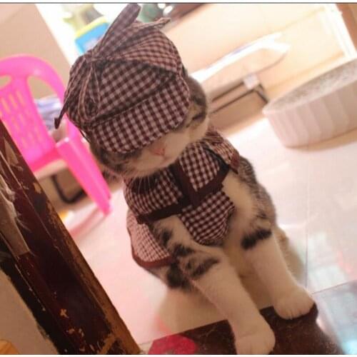 Cat Pet Detective Clothes Cape Hat Suit Funny Cat Dog Clothes Selling Cute Dress Up Pet Cos Clothes Cute