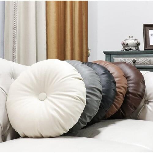 45cm round PU leather pillow sofa back cushion car pu cushion office throw pillow white black brown beige