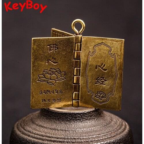 Brass Mantra Buddhist Chinese Heart Sutra Sanskrit Pendants Women Men Car Lucky Keychain Copper Hanging Jewelry Blessing Keyring