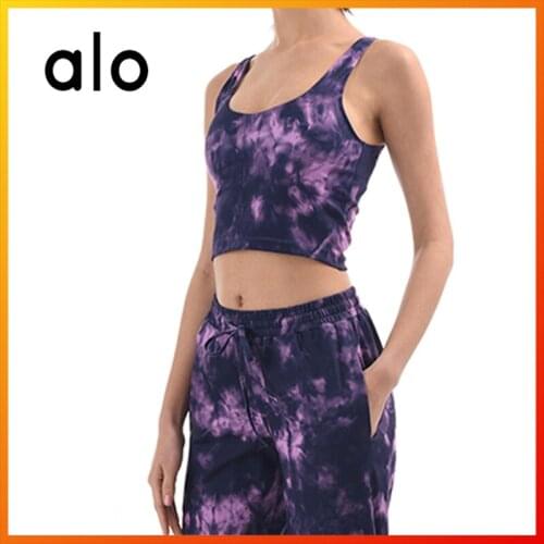 Alo Yoga Summer Womens Sexy Tube Top Tie-dye Shockproof Underwear Push-ups Running Fitness Gym Sports Bra SY0706