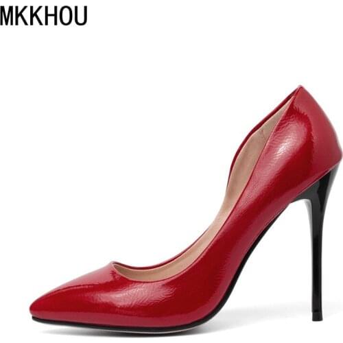 MKKHOU Fashion Single Shoes Women New Simple Temperament Pointed Shallow Mouth Stiletto 11cm All-Match Ladies High Heels Shoes