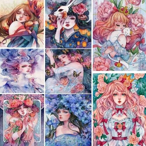 5D Diy Diamond Painting Cartoon Girl Portrait Full Square/Round Diamond Embroidery Mosaic Kit HD Quality Handmade Products
