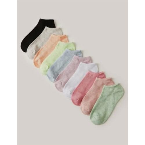 10 Pairs Cotton Mixed Color Women Booties Socks women breathable sports socks solid color boat casual cotton ankle socks wholes