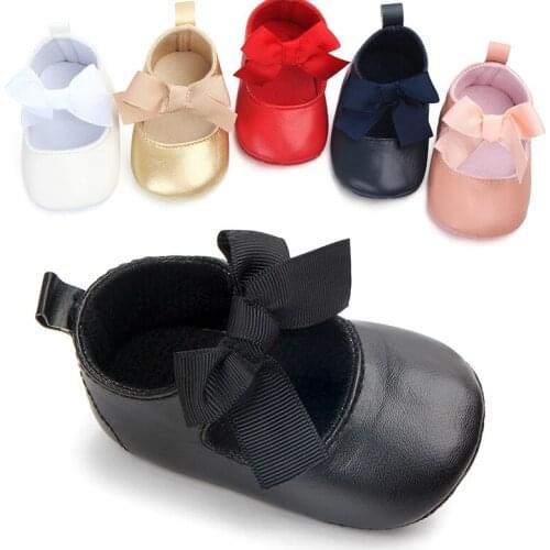 New Toddler Baby Girl Soft PU Princess Shoes Bow Bandage Infant Prewalker Newborn Baby Shoes