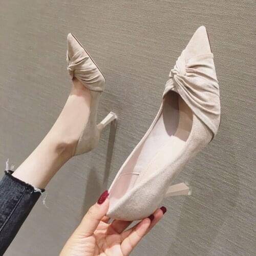 New 2021 Autumn and Winter Stiletto High-heeled Suede Shoes Non-slip Pointed Toe Stiletto Suede High-heeled Girls Women Shoes