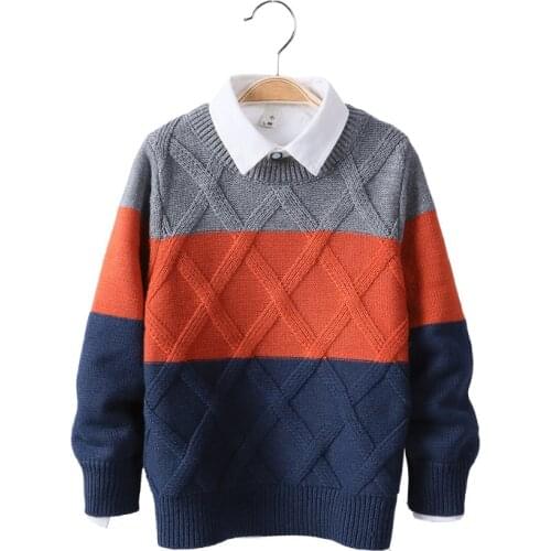 New Year Grid Pullover Sweaters For ChildrenS Knitted Clothes High Collar Sweater For Boys Winter Tops 2 To 3 5 6 8 9 10 Years