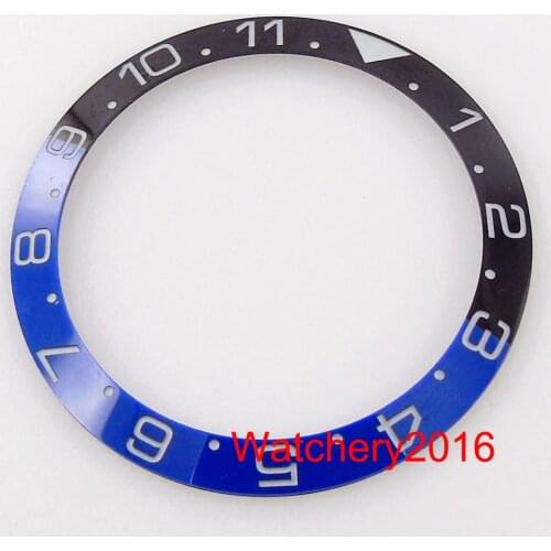 New Blue Black Watch Ceramic Bezel Insert 38mm*30.6mm Slope Engraved Marks Fit GMT/SUB Case Replace Bezel