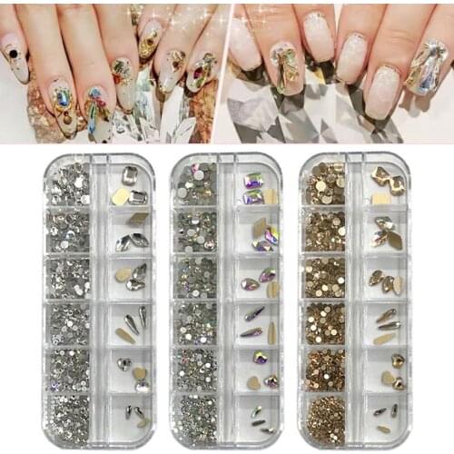 New Multi-size Nail Art Rhinestone Fashion Crystal AB Mix Shape Fancy Shaped Colorful Glass Stones For 3D Nail Art Decorations