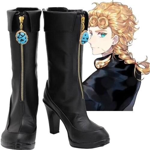 JoJos Bizarre Adventure Giorno Giovanna Cosplay PU Boots Shoes Custom Made Any Size