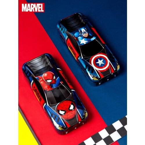 Genuine Disney Marvel Stationery Box Male Elementary School Student Multifunctional Double-Layer Racing Pencil Case School Bags