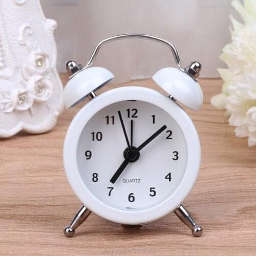 Portable Cute Mini Round Battery Alarm Clock Desktop Table Bedside Clocks Decor J15 21 Dropship