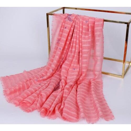 Fashion stripe scarf winter cotton hijab women diamond head scarves shimmer muslim islamic hijab wraps shawl muffler 20pcs/lot