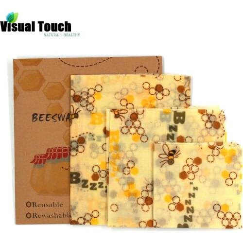 Visual Touch Organic Reusable Beeswax Cloth Wrap Food Fresh Keeping Bag Lid Cover Stretch Food Cling Wrap Seal for Sandwich