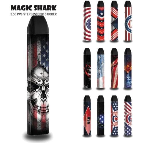 Magic Shark Skull Black Friday USA Flag PVC Waterproof Ultra Thin Stereo Case Cover Sticker Film for Uwell Caliburn