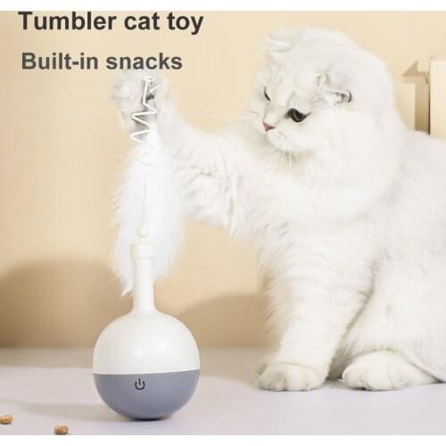 Funny Smart Cat Toy Automatic Tumbler Leakage Food Feather Teaser Balls Cats Toys For Pet Kitten Puzzle Interactive Toy
