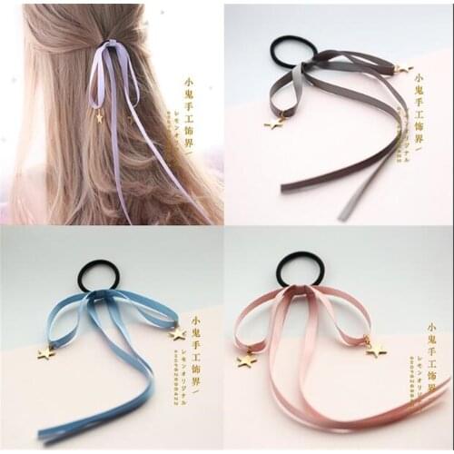 1pcs Lolita sweet girl Ponytail Bowknot Ribbon Hair Rope for Women Hair Bow Ties B496