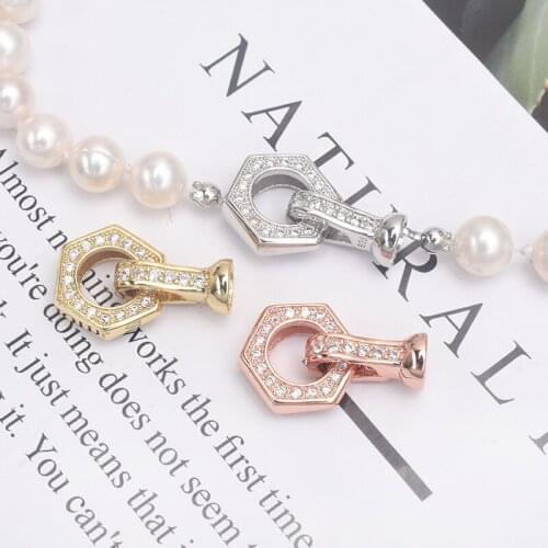 1PCS Clasps Accessories For DIY Jewelry Making Supplies Copper Cubic Zirconia Clasps For Handmade Woman Pearls Necklace Bracelet