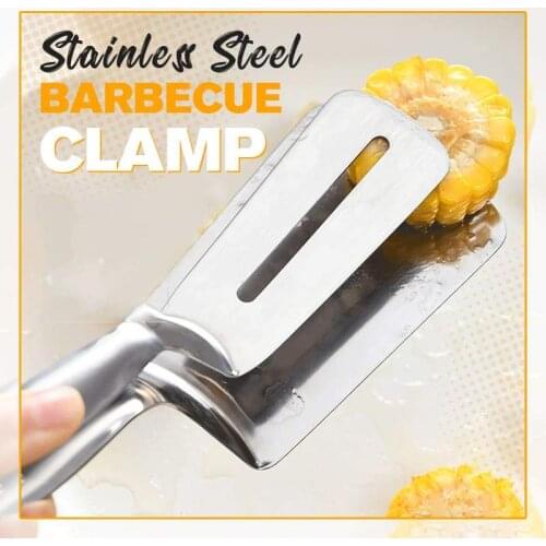 Stainless Steel Barbecue Clamp Multifunctional Bread Steak BBQ Utensil Set Fried Fish Shovel Hollow Design Kitchen Accessories