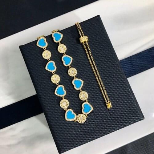 Sweet Vintage Heart Bohemia Choker Necklace For Women Fashion Summer Blue Hearts Necklaces 2021 Trend Elegant Jewelry Zk30
