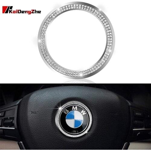 1PCS Car Steering Wheel Logo Sticker 3D Diamond Sticker BMW Car Logo Sticker Auto Decoration Accessories For BMW X1 F48 X3 X5 X6