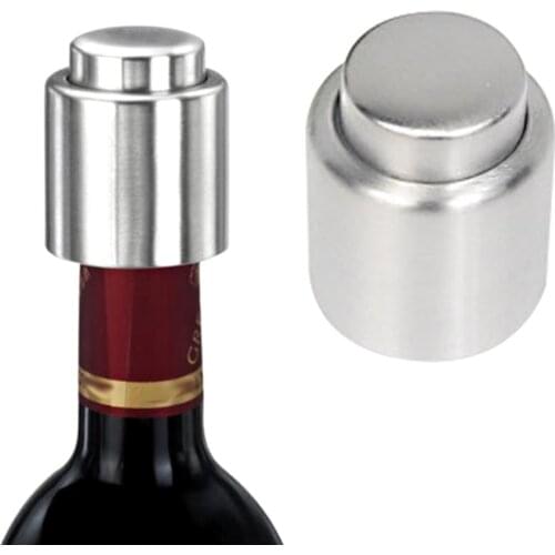 1Pc Bottle Stopper Stainless Steel Red Wine Stopper Vacuum Sealed Red Wine Bottle Spout Liquor Flow Stopper Pour Cap 2017