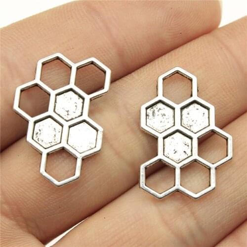 10PCS/lot Metal Charms Bee Honeycomb Pendants Silver Gold Color Making DIY Handmade Tibetan Jewelry DIY