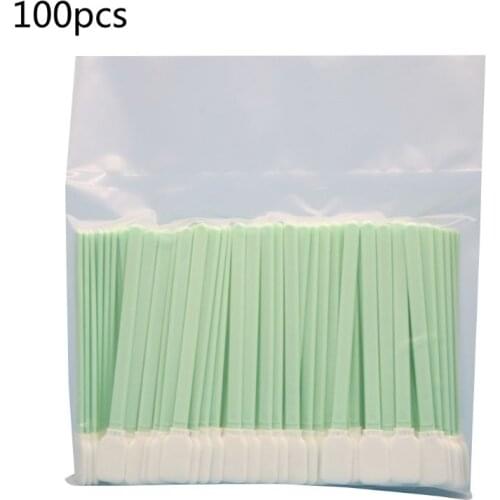 100Pcs/Set Double Layer Polyester Rectangular Head Cleaning Swabs Plastic Handle Dust-Free Industrial Paddle Sticks