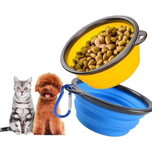 1L Cat Dog Bowl Silicone Foldable Travel Pet Bowls Portable Water Feeder Feeding Bowls Puppy Doggy Food Container