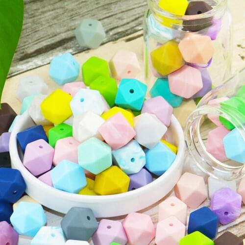 20pcs 17mm Hexdron Silicone Beads Infant Baby Teether Jewelry Beads BPA Food Grade Baby Silicone Toys For Handmaking DIY Beads