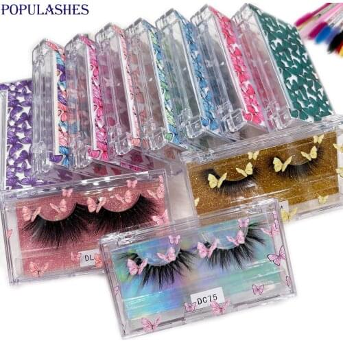 25mm Mink Hair Eye Lashes Packaging Wholesale Acrylic Butterfly False Eyelash Case 3D Printing Gift Flip Plastic Boxes Makeup