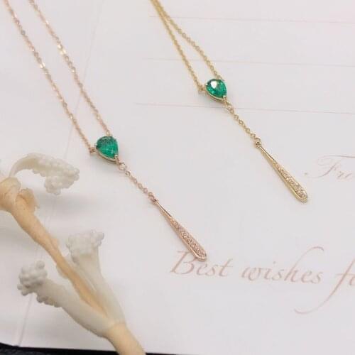 AZJ Emerald Necklace Fine Jewelry Pure 18K Gold Jewelry AU750 Natural Green Emerald 0.4ct Gemstones Pendants Fine Necklace