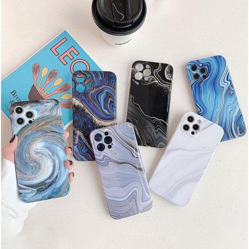 Marble Texture Phone Case For iPhone 12 11 Pro Max 12Mini XR XS Max X 7 8 Plus SE 2020 Shockproof IMD Back Cover For iPhone 11