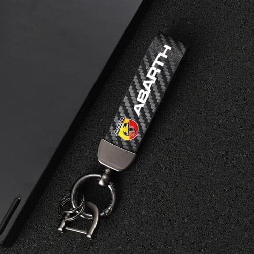 For Fiat Abarth 595 Abarth 500 abarth 124 spider car accessories 4S Leather Car Key Chain 360 Degree Rotating Horseshoe Rings