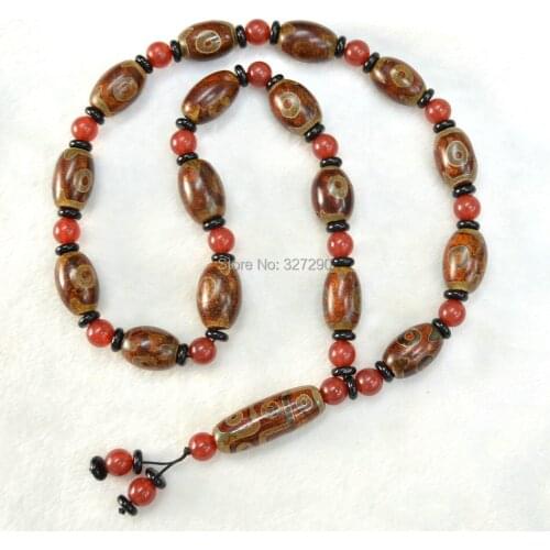 Ancient Tibetan DZI Beads Prayer Mala Necklace Fashion Man & Women Energy Jewelry #11