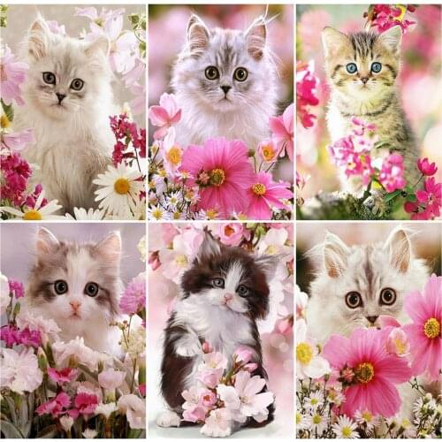 Evershine Diamond Embroidery Cat 5D DIY Full Square Diamond Painting Animals Cross Stitch Mosaic Wall Decoration