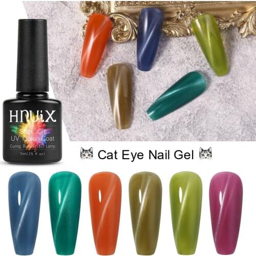 HNUIX 7.5ml Nail Polish Magnet Cat Eye Set Soak Off Semi Vernis Permanant Holographic Glitter Gel Lacuqer UV LED Varnish