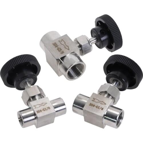 Stainless Steel 304 Needle Valve 1/8" 1/4" 3/8" 1/2" BSP Equal Female Thread Flow Control Shut Off Valve for Water Gas Oil